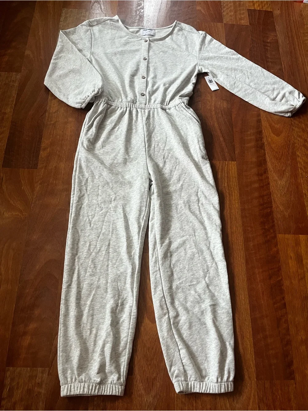 New Old Navy Heather Gray Button-Front Romper